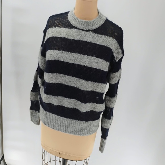 ZARA Stripe sweater alpaca wool blend sheer light cozy soft transitional weathe - Picture 9 of 16